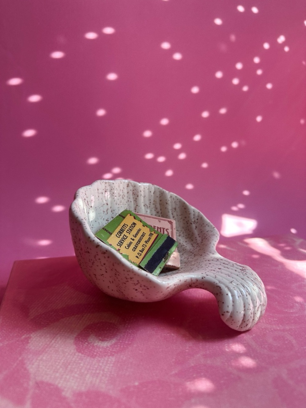 Handmade Speckled Ceramic Shell Dish - White